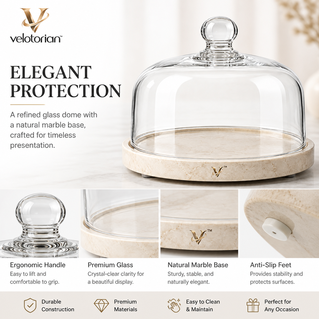 velotorian™ Aurevane Glass Cake Display Dome — view 4