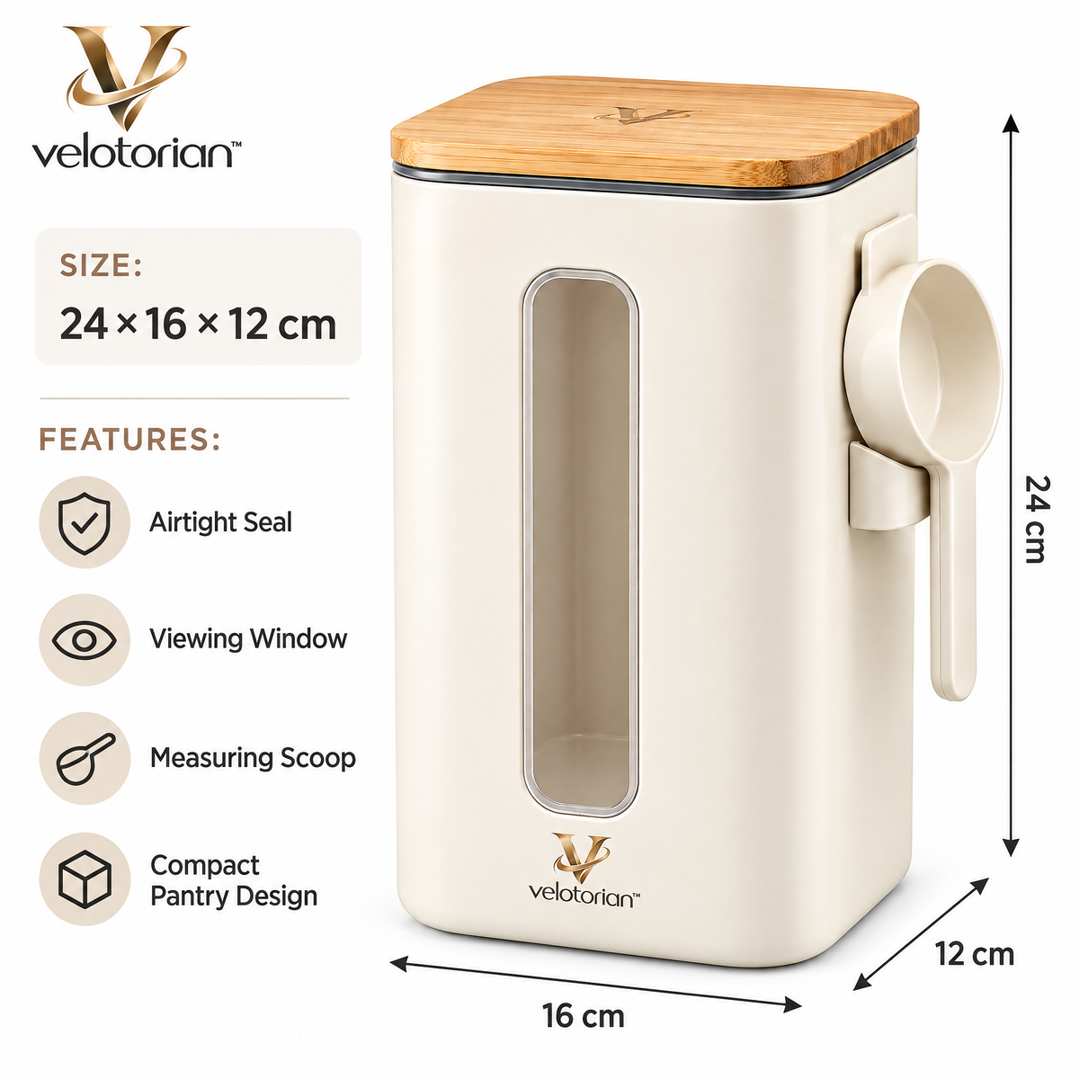 velotorian™ Vellaris Airtight Flour Canister — view 2