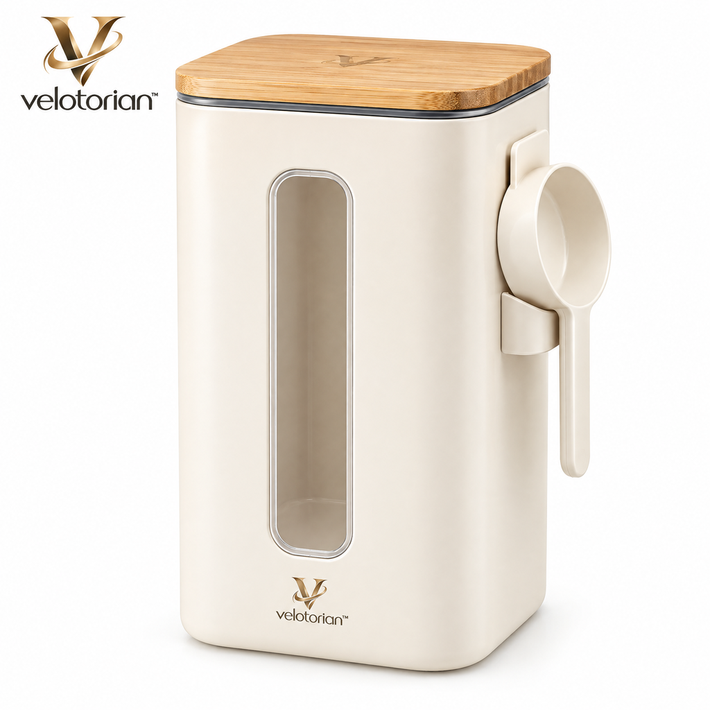 velotorian™ Vellaris Airtight Flour Canister — white background