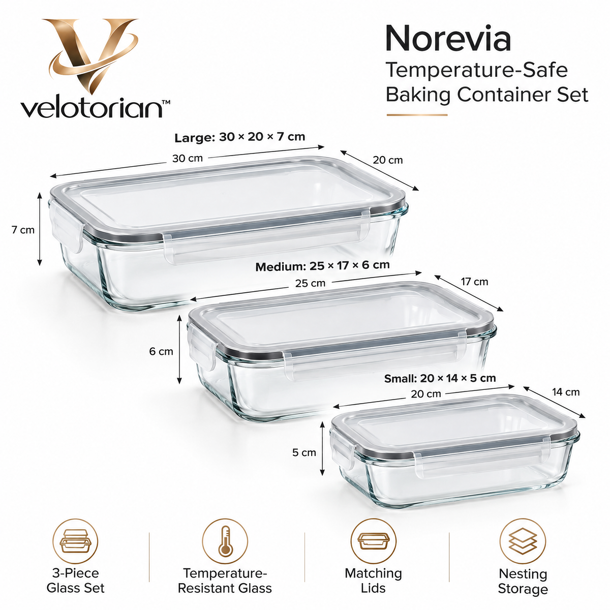 velotorian™ Norevia Temperature-Safe Baking Container Set — view 6