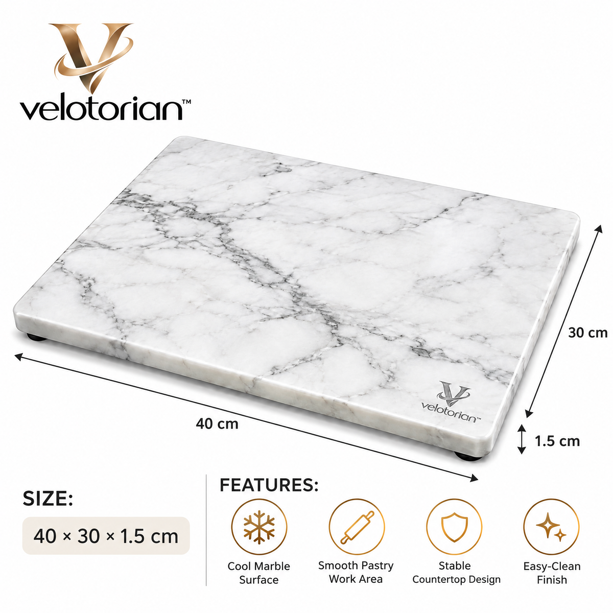 velotorian™ Solvane Marble Pastry Board — view 3