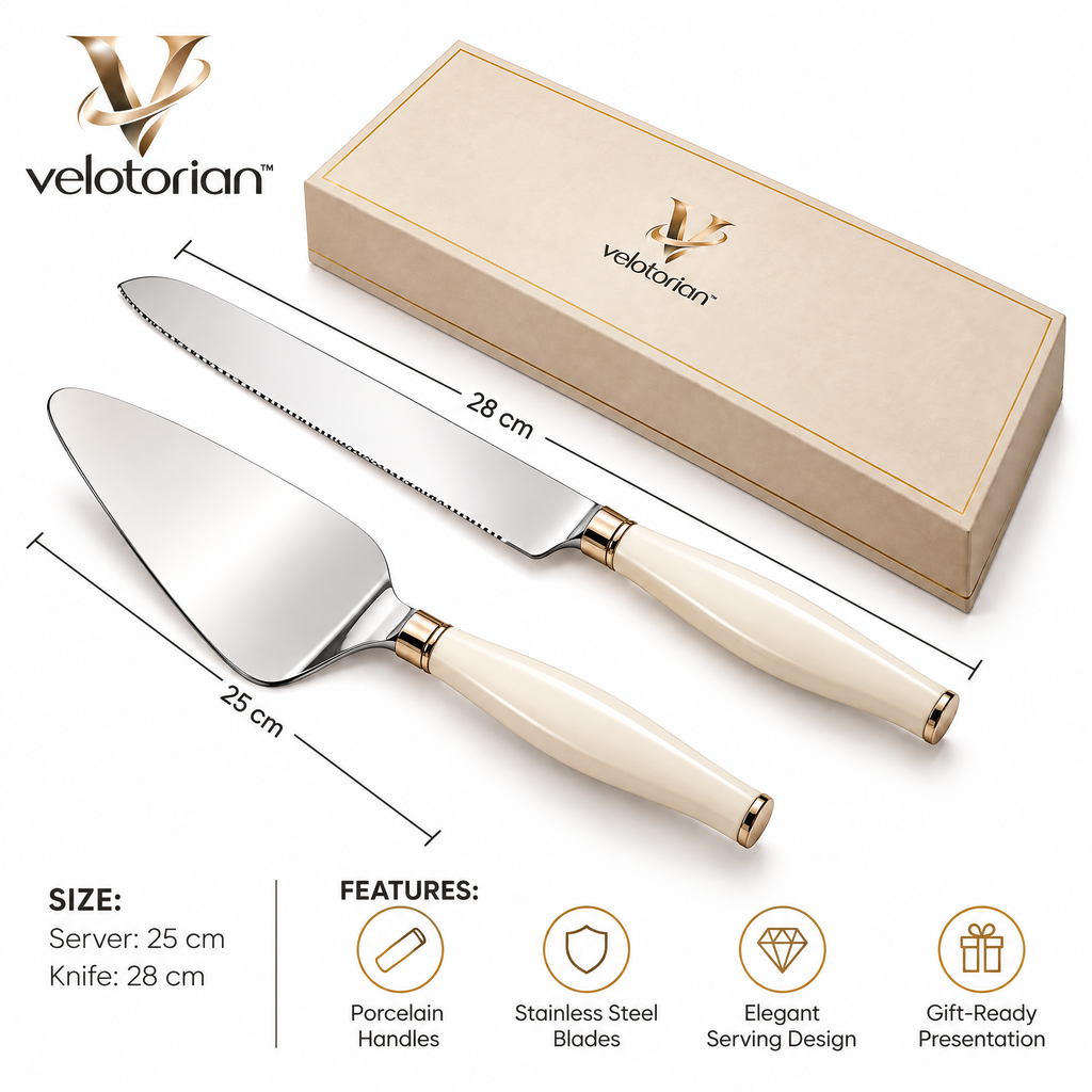 velotorian™ Vellora Porcelain Cake Server Set — view 1