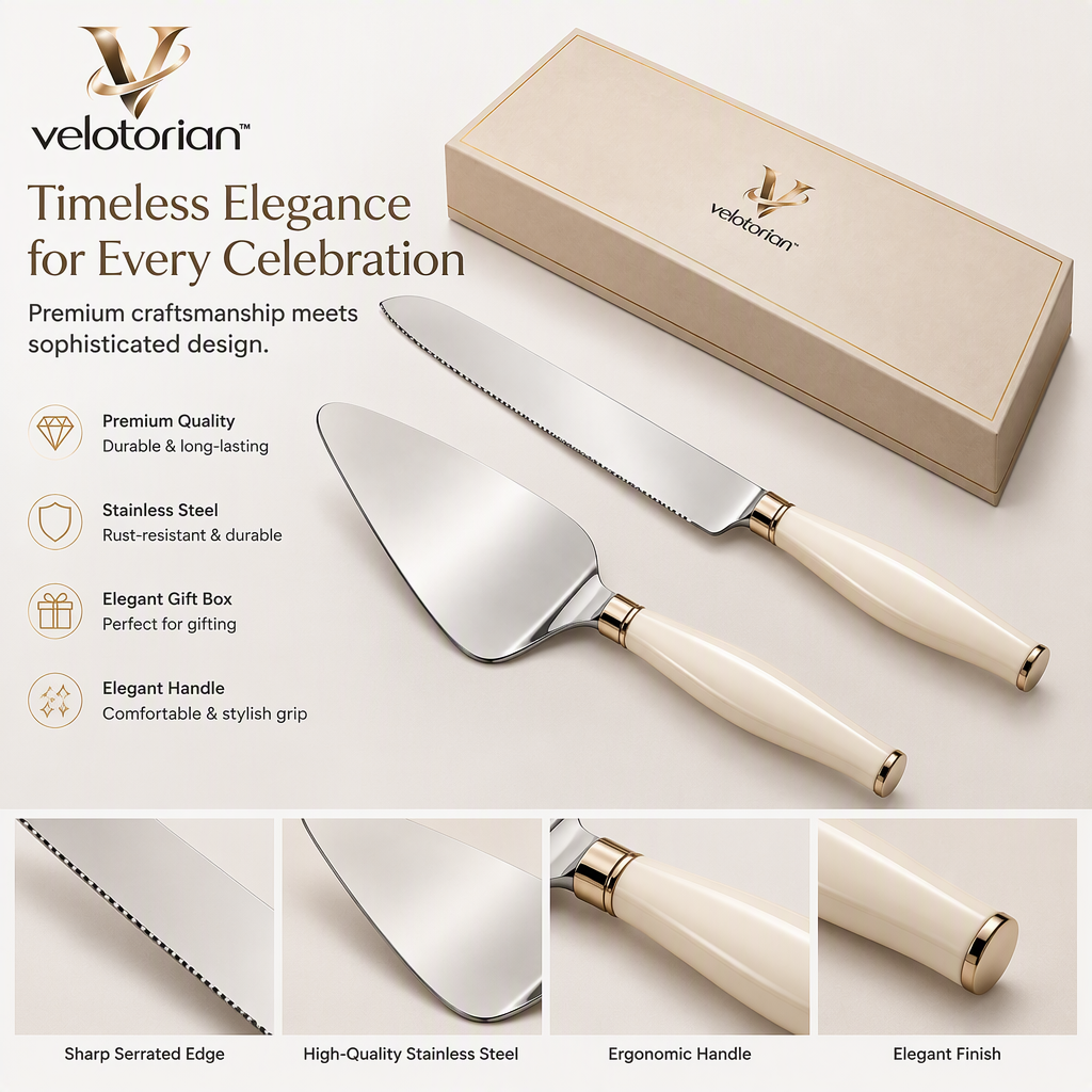 velotorian™ Vellora Porcelain Cake Server Set — view 6