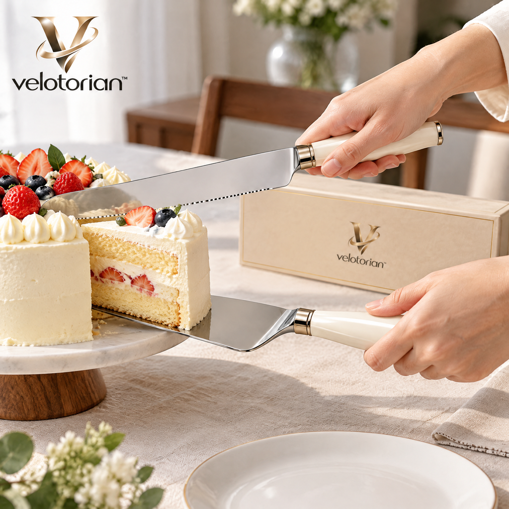 velotorian™ Vellora Porcelain Cake Server Set — view 7