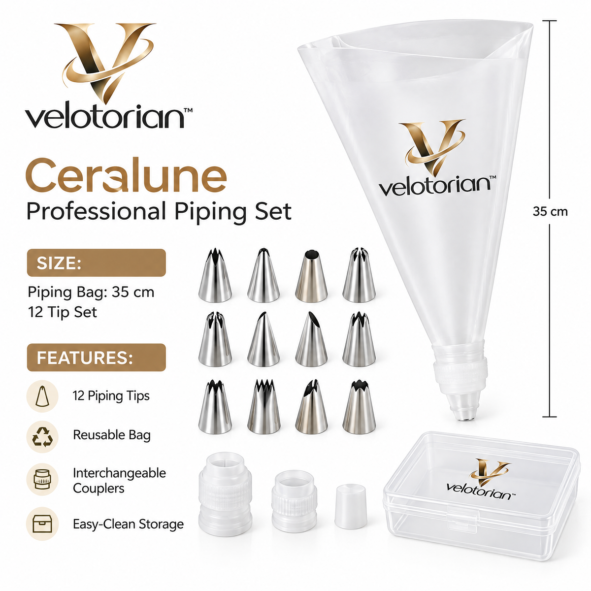 velotorian™ Ceralune Professional Piping Set — view 7